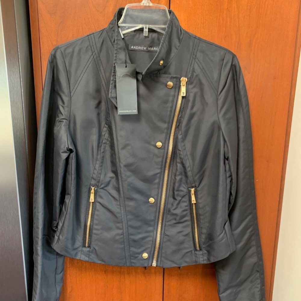 Black Andrew Marc Moto Jacket Size M